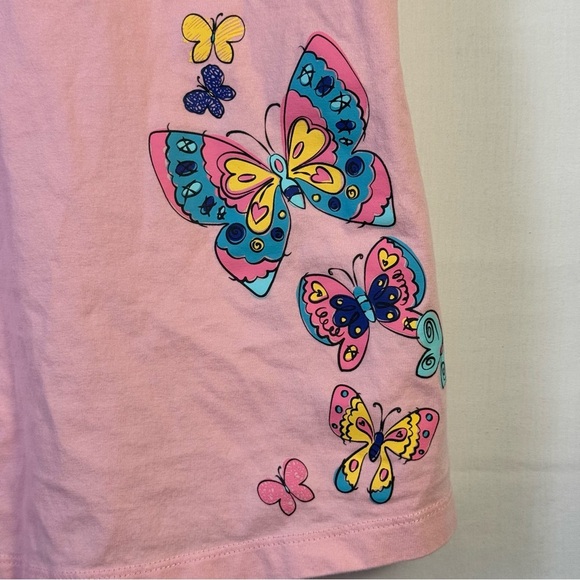 Hanna Anderson Pink T-Shirt with Colorful Butterfly Design Girls Size 10 - Picture 4 of 5